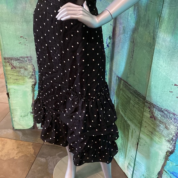 H&M Black Polka Dot Satin Ruffle Skirt - Picture 2 of 6